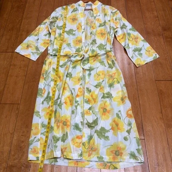 Crabtree & Evelyn Womens Cotton Lightweight Robe Floral Spring Loungewear Size M - Picture 3 of 8
